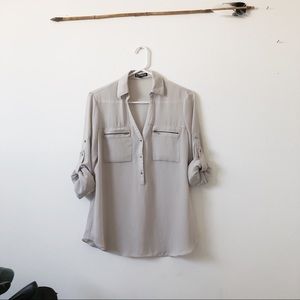 Express Portofino Blouse with Gold Zip Pockets